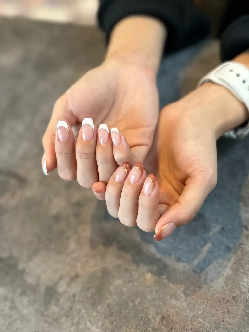 ネイル フレンチネイル マグネットネイル 大理石ネイル(マーブル) ミラーネイル ニュアンスネイル nail salon amanoのネイルデザイン