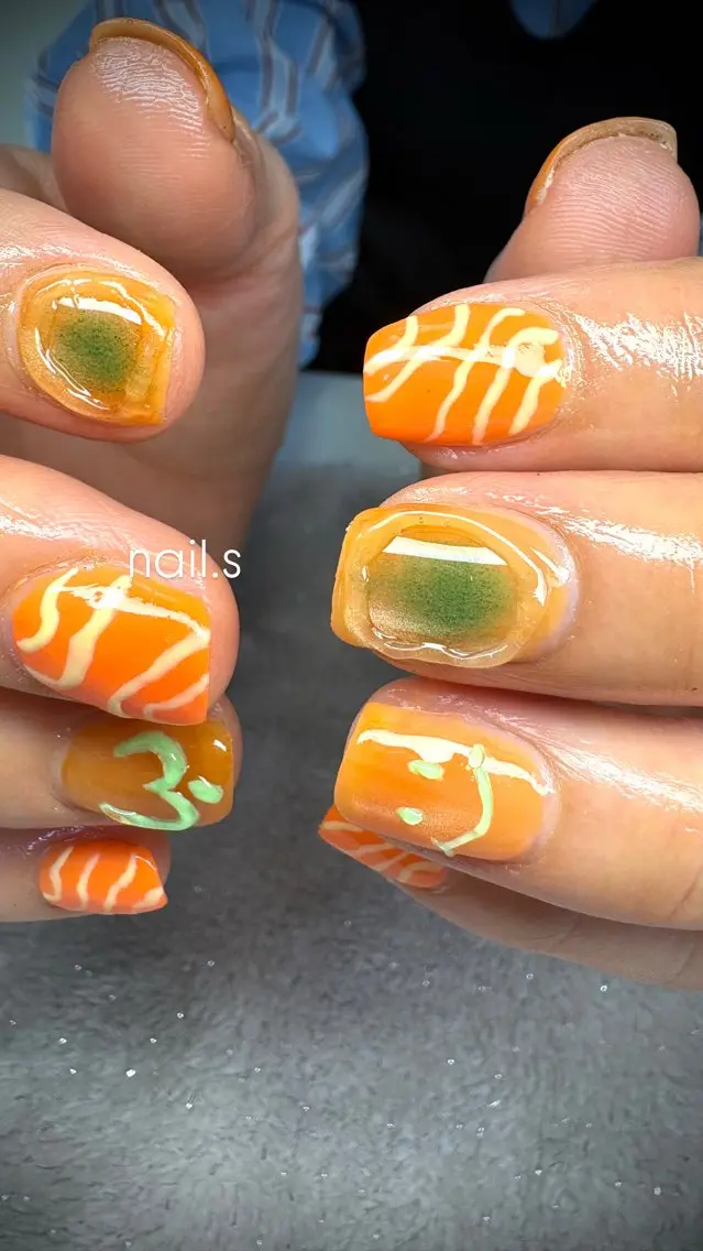 ネイル オレンジ ハンドネイル nail.s misatoのネイルデザイン