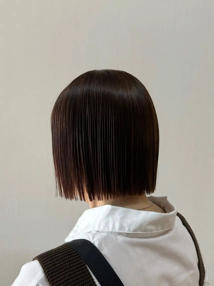 ショート 切りっぱなしボブ ボブ 縮毛矯正 似合わせカット/ボブ ナチュラルメンズヘアのヘアスタイル