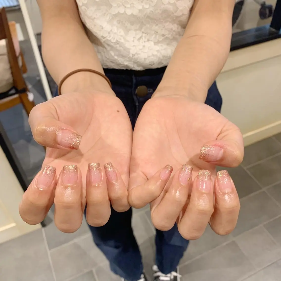 ネイル ジェルネイル グラデーション ラメ(グリッター) ラメグラデーション パラジェル 鈴木 里奈のネイルデザイン