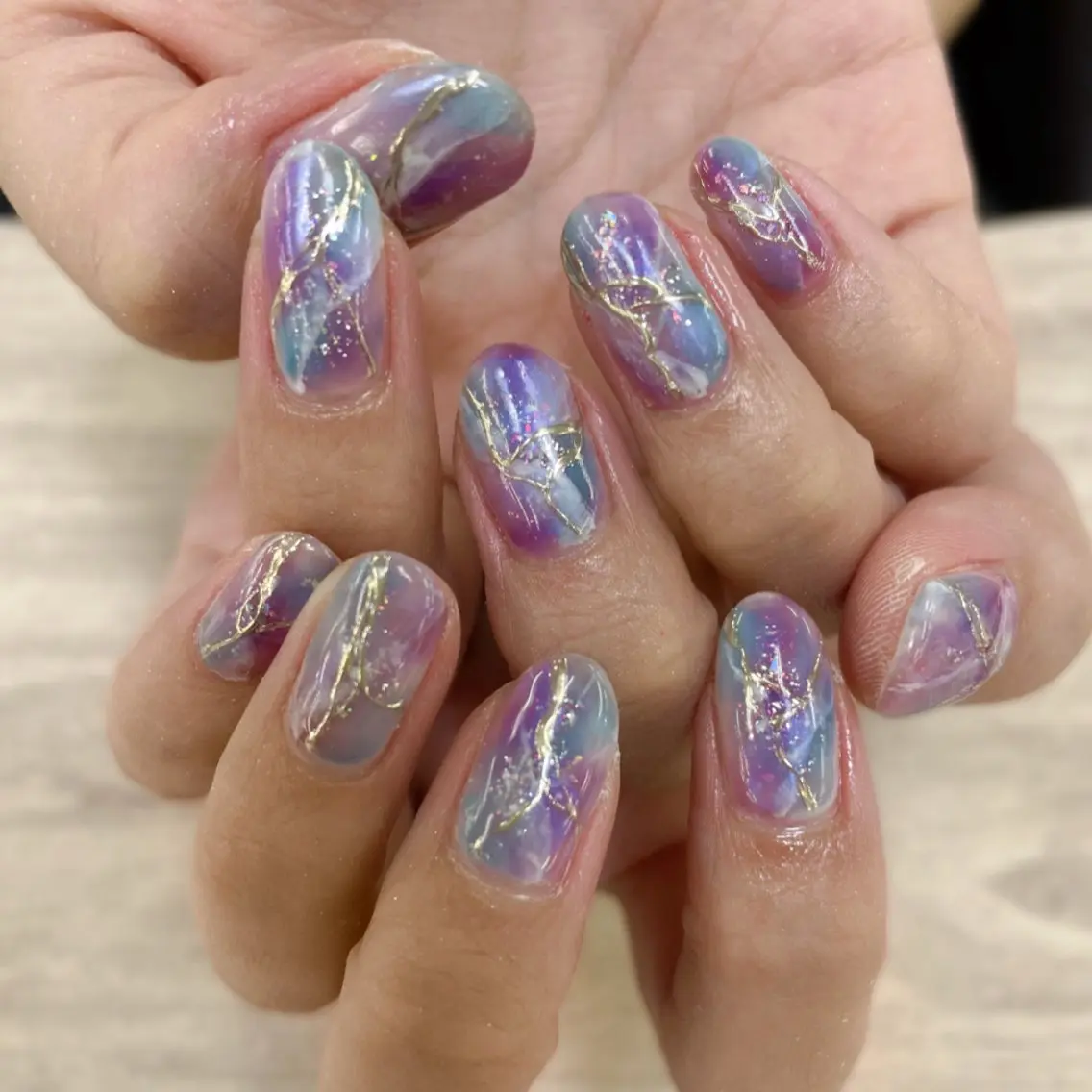 ネイル ブルー ジェルネイル ニュアンスネイル ハンドネイル NAIL MOONのネイルデザイン