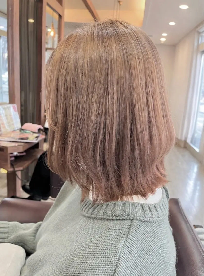 ミディアム 🎀OJIMA 🤍ピンクカラー🎀のヘアスタイル