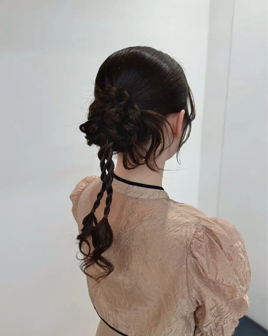 ロング カラー ヘアアレンジ ヘアセット 縮毛矯正+モテカラー 🎀✨MIHOのヘアスタイル