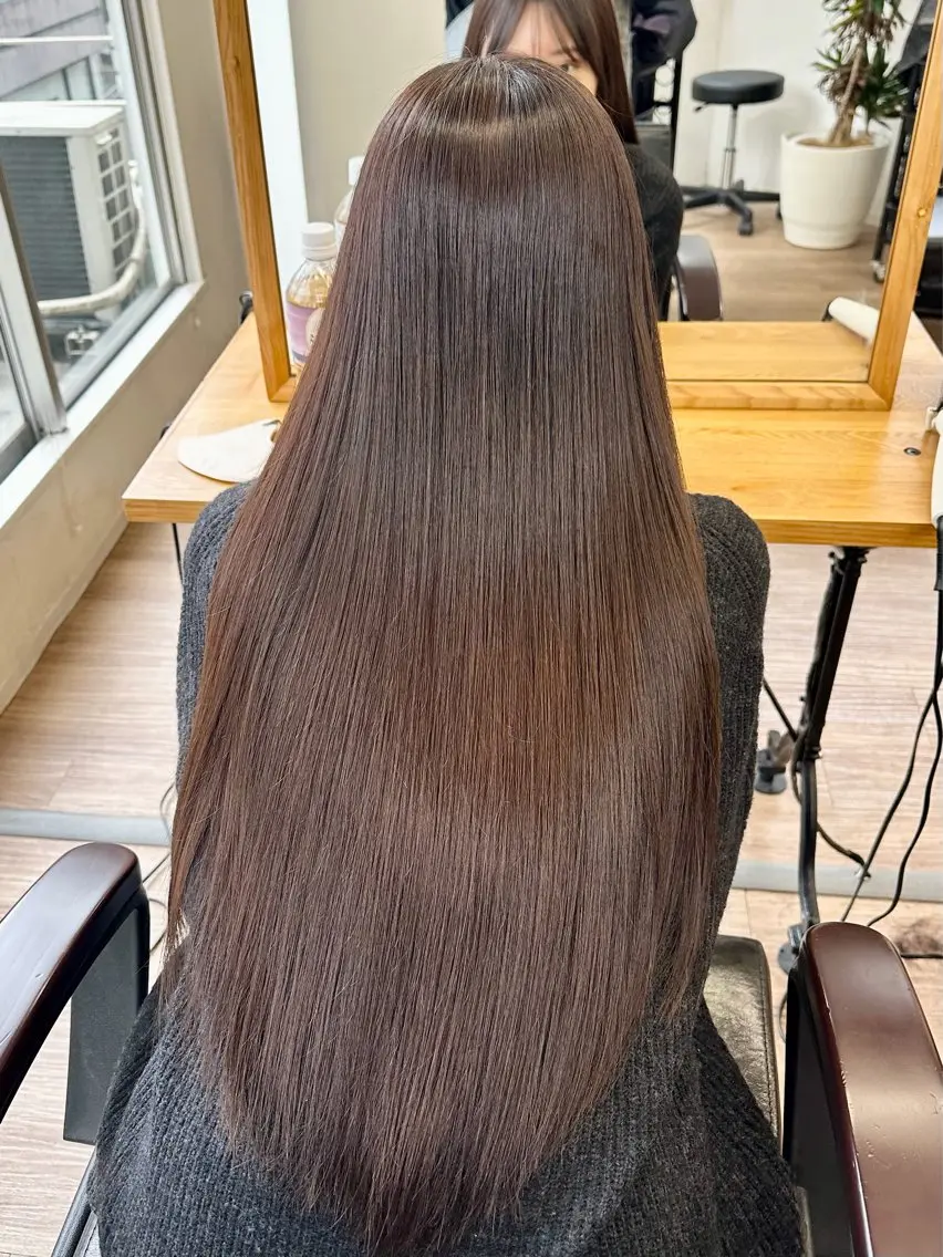 ロング カラー ベージュカラー ブラウンカラー 透明感カラー グレージュ 髪質改善 カット ha ruのヘアスタイル