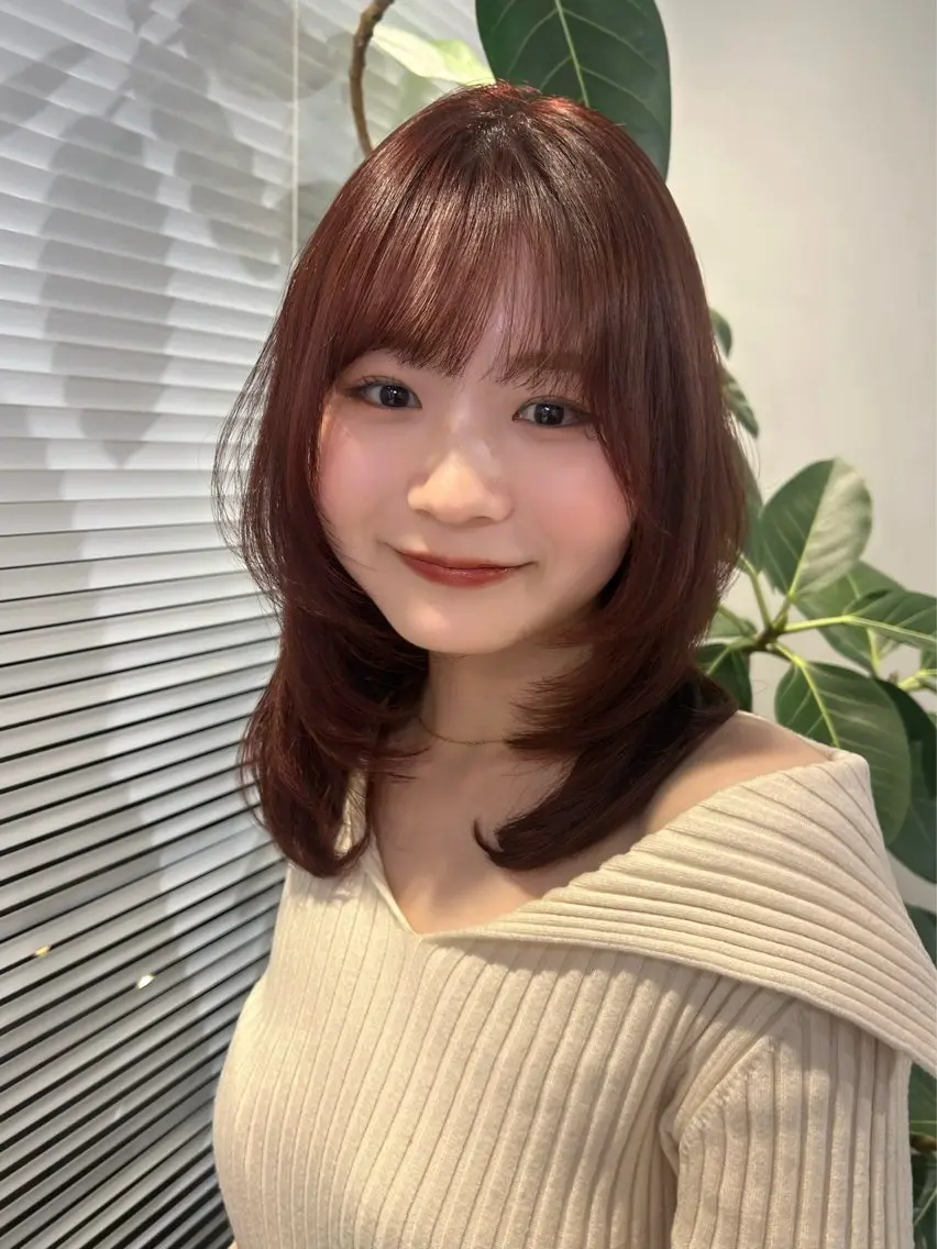 カラー ブラウンカラー オレンジ オレンジブラウン ピンクカラー ヘアカラー ユナ/暖色カラー🧡 /表参道のヘアスタイル