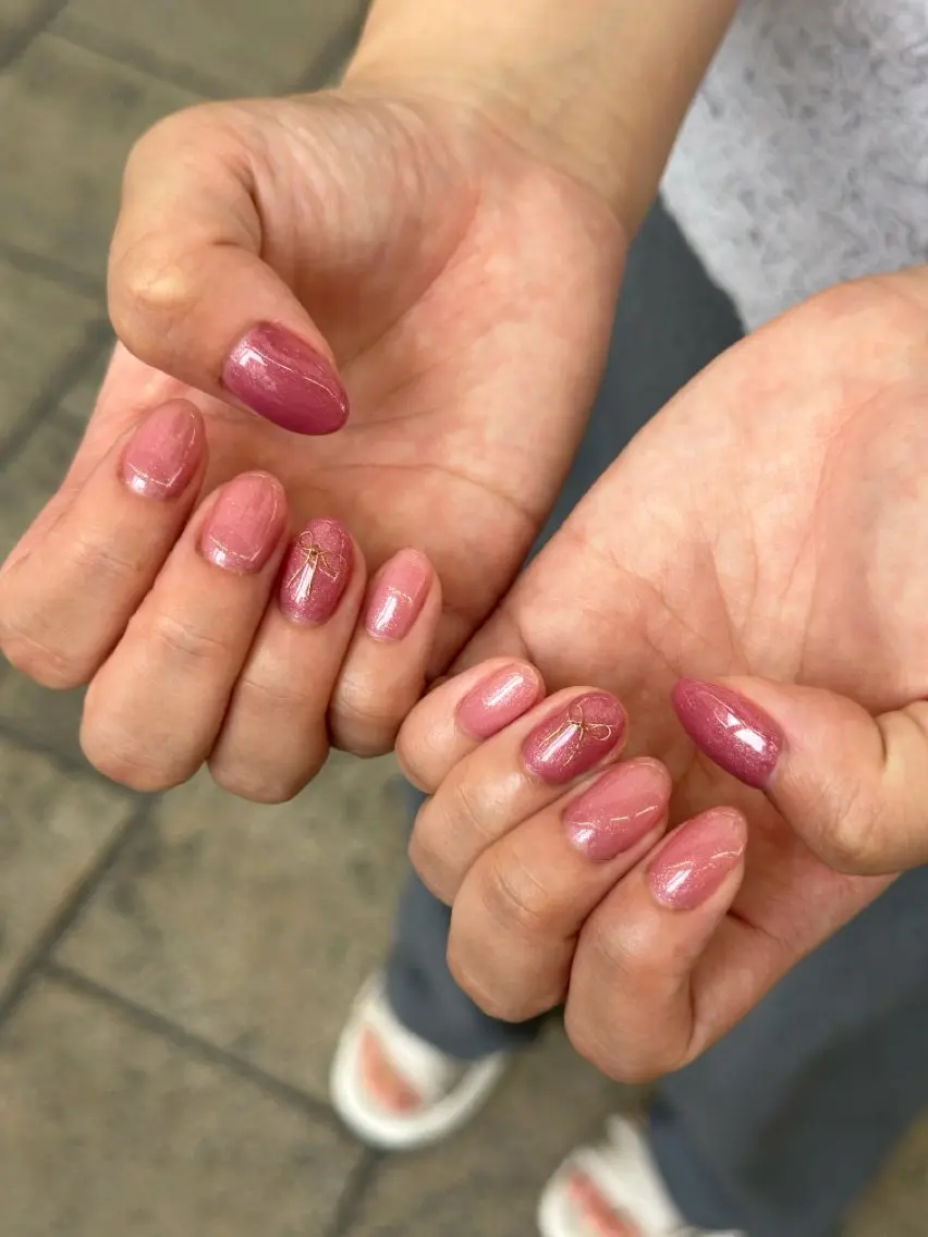 ネイル リボン ハンドネイル フットネイル nailsalon ∞ ﾐｶﾅﾙ ∞のネイルデザイン