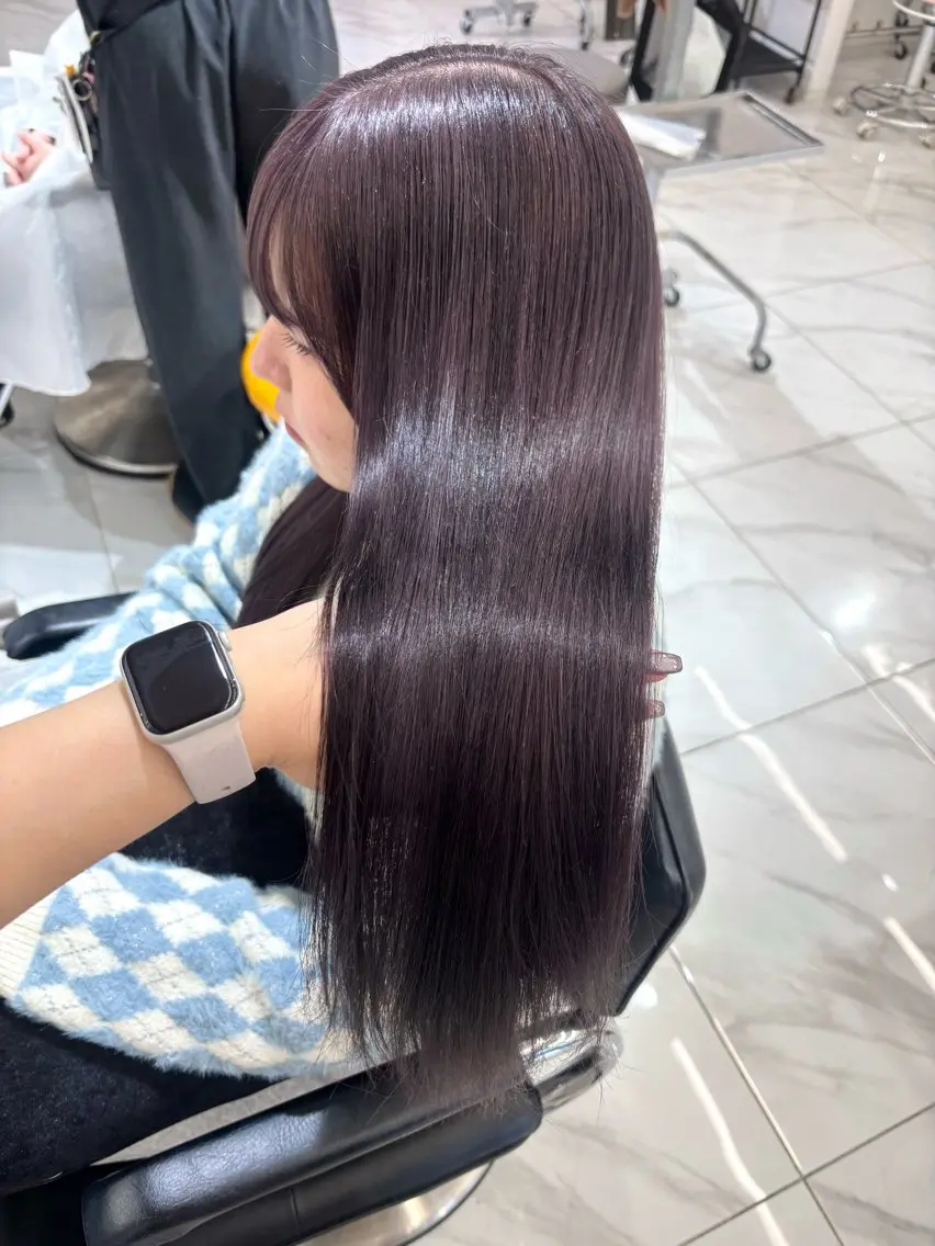 ロング カラー ブリーチ 透明感カラー グレージュ ラベンダーカラー ラベンダーグレージュ 🩶大人韓国ヘア 渋谷/Satsukiのヘアスタイル