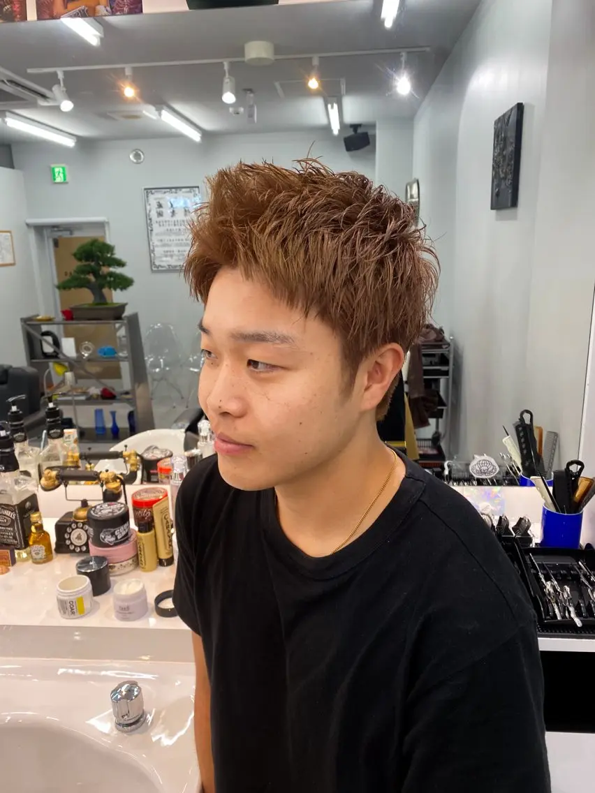 ショート カラー パーマ ヘアアレンジ メンズ フェードモデル限定 🔥高円寺Maiのヘアスタイル