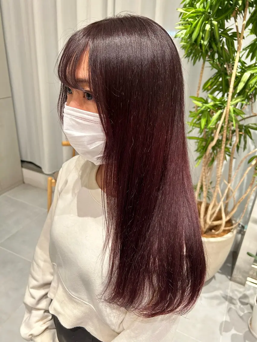 ロング カラー カシス ピンクカラー ヘアカラー トリートメント ヘアセット 垢抜け/レイヤー /艶カラー🪼風香のヘアスタイル