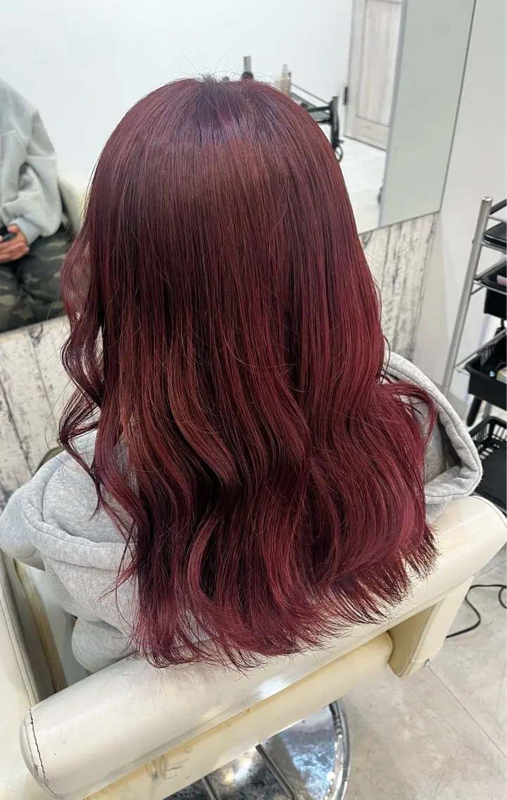 セミロング カラー レッドカラー ななる ／モデル様募集中‼️のヘアスタイル