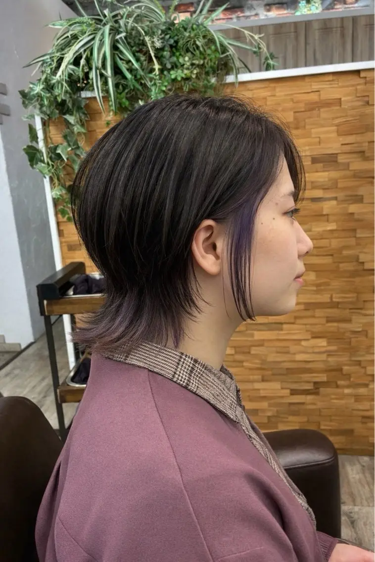ミディアム カラー ショートボブ ミディアムパーマ ブリーチ ダブルカラー インナーカラー Ai まとまる 縮毛矯正/ショートのヘアスタイル