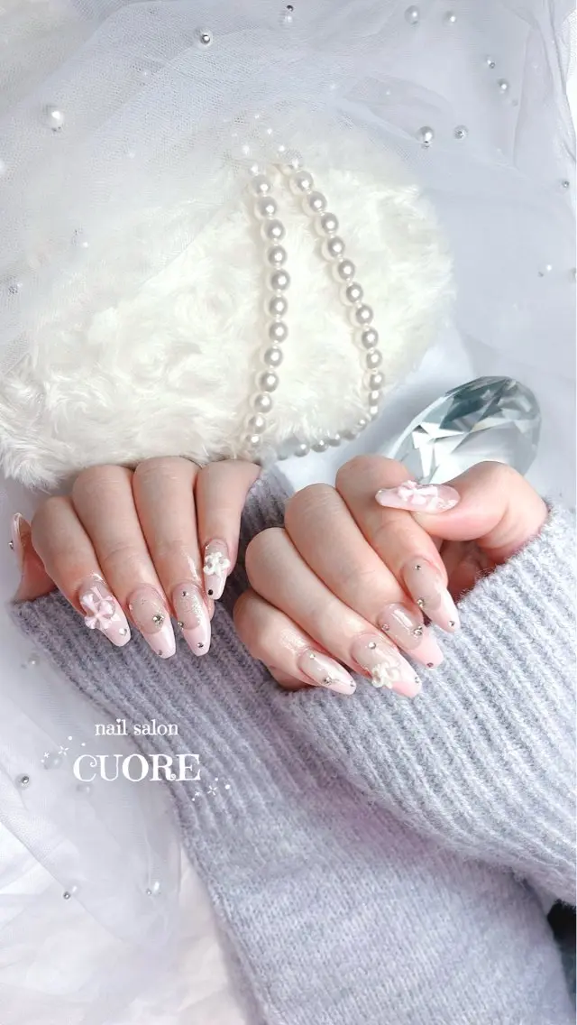 ネイル フレンチネイル ピンク 春ネイル nail salon CUOREのネイルデザイン