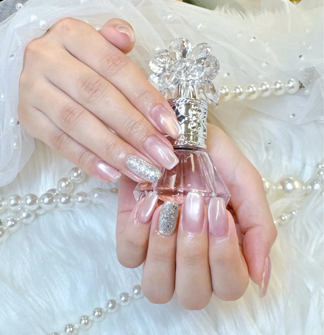 ネイル アートネイル べっ甲ネイル フレンチネイル ジェルネイル ガラスフレンチ ハンドネイル Queeens nailのネイルデザイン