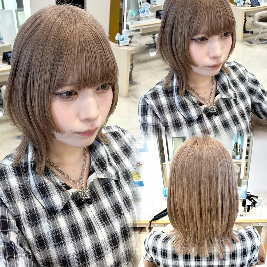 ミディアム カラー カット ヘアカラー トリートメント 暖色/ブリーチカラー 🎀 M i k uのヘアスタイル