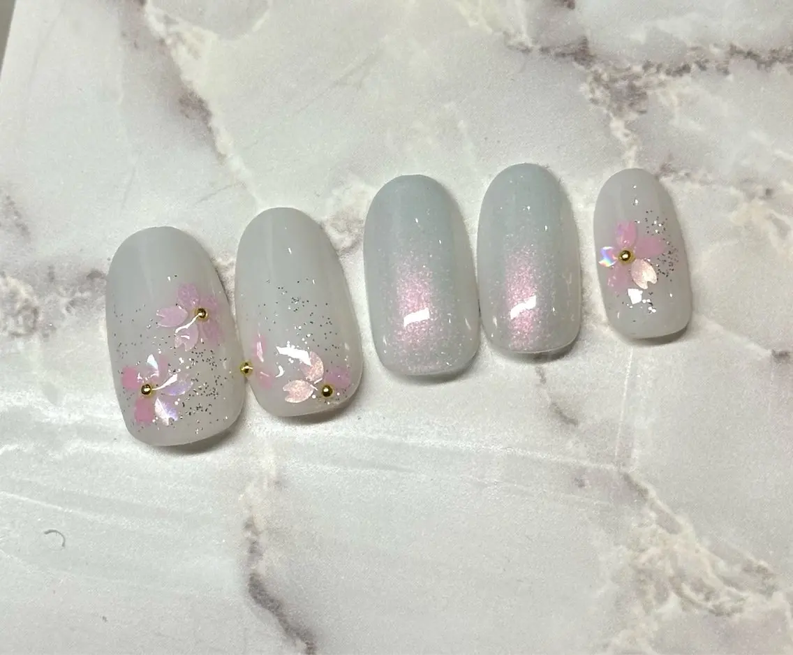 ネイル 桜ネイル 入学式 卒業式 オフィスネイル シンプルネイル wellmoon Tanaのネイルデザイン