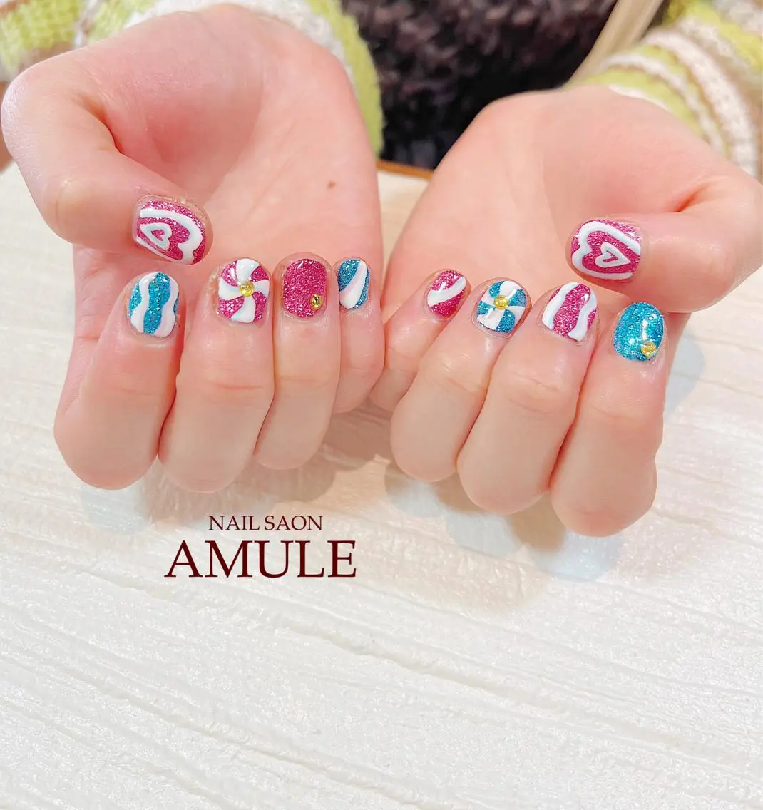 ネイル アートネイル ジェルネイル ラメ(グリッター) ワンカラーネイル ハンドネイル NAILSALON AMULEのネイルデザイン