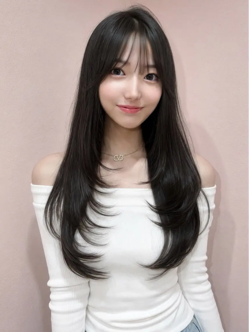 ロング カット 𝑴𝑶𝑲𝑨渋谷 トレンド韓国ヘア🩷のヘアスタイル