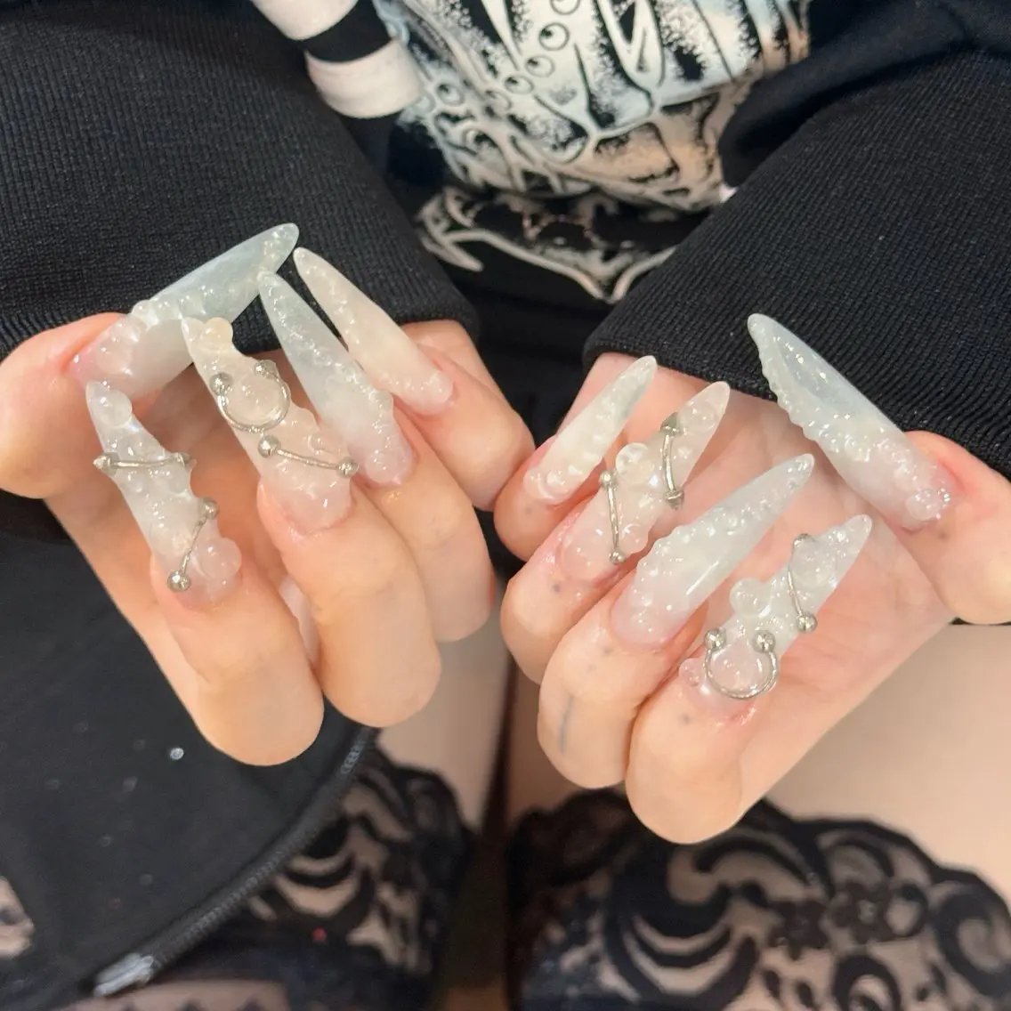 ネイル フットネイル フレンチネイル グラデーション 韓国ネイル ロングネイル ハンドネイル Hani Nail Salonのネイルデザイン