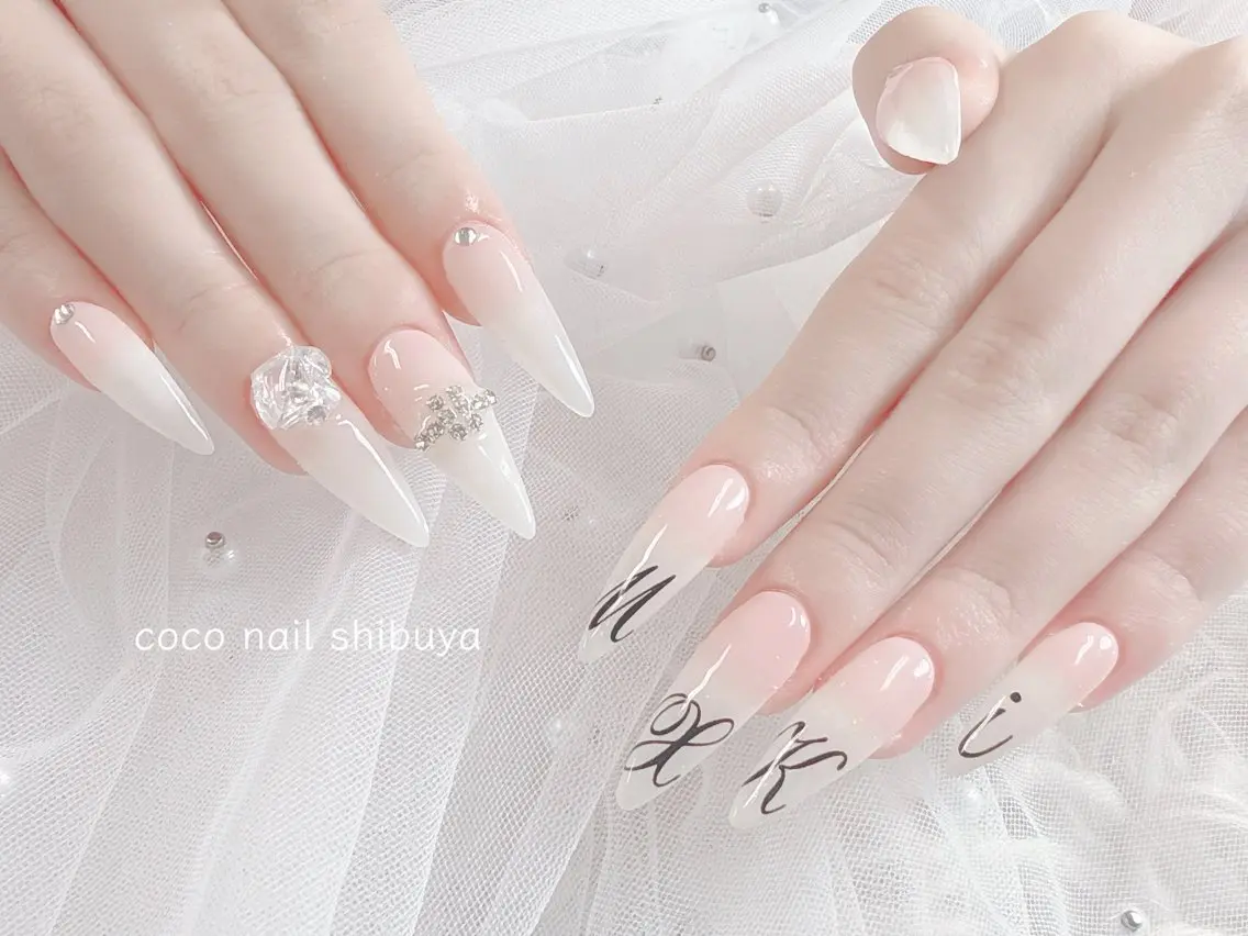 ロング カラー ピンクカラー ロング ハンドネイル CoCo Nail 長さ出し専門店のネイルデザイン