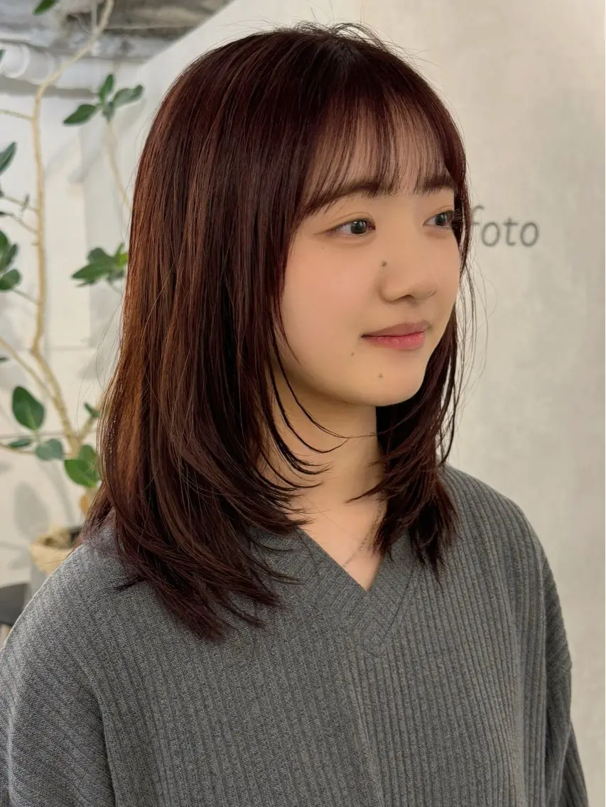 セミロング ヘアカラー トリートメント 新宿/顔周りカット +レイヤー=しずく♩のヘアスタイル