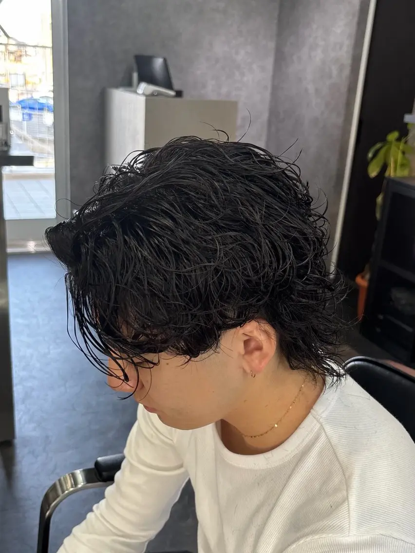 パーマ メンズ カット パーマ 深野 ちさとのヘアスタイル