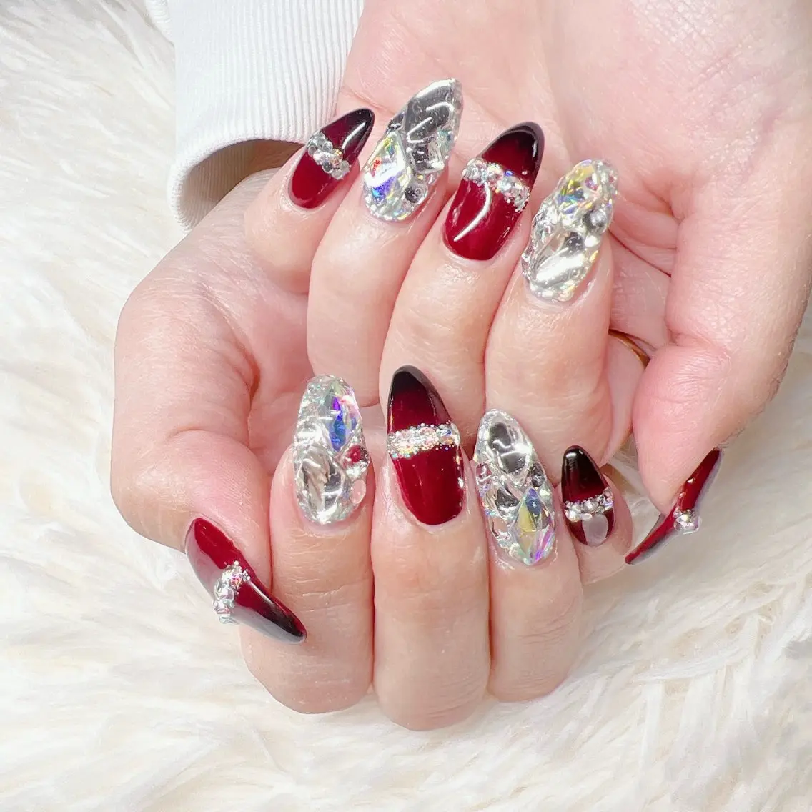 ネイル ジェルネイル 韓国ネイル ラメ(グリッター) マグネットネイル 持ち込み ハンドネイル nail salon Rewardのネイルデザイン