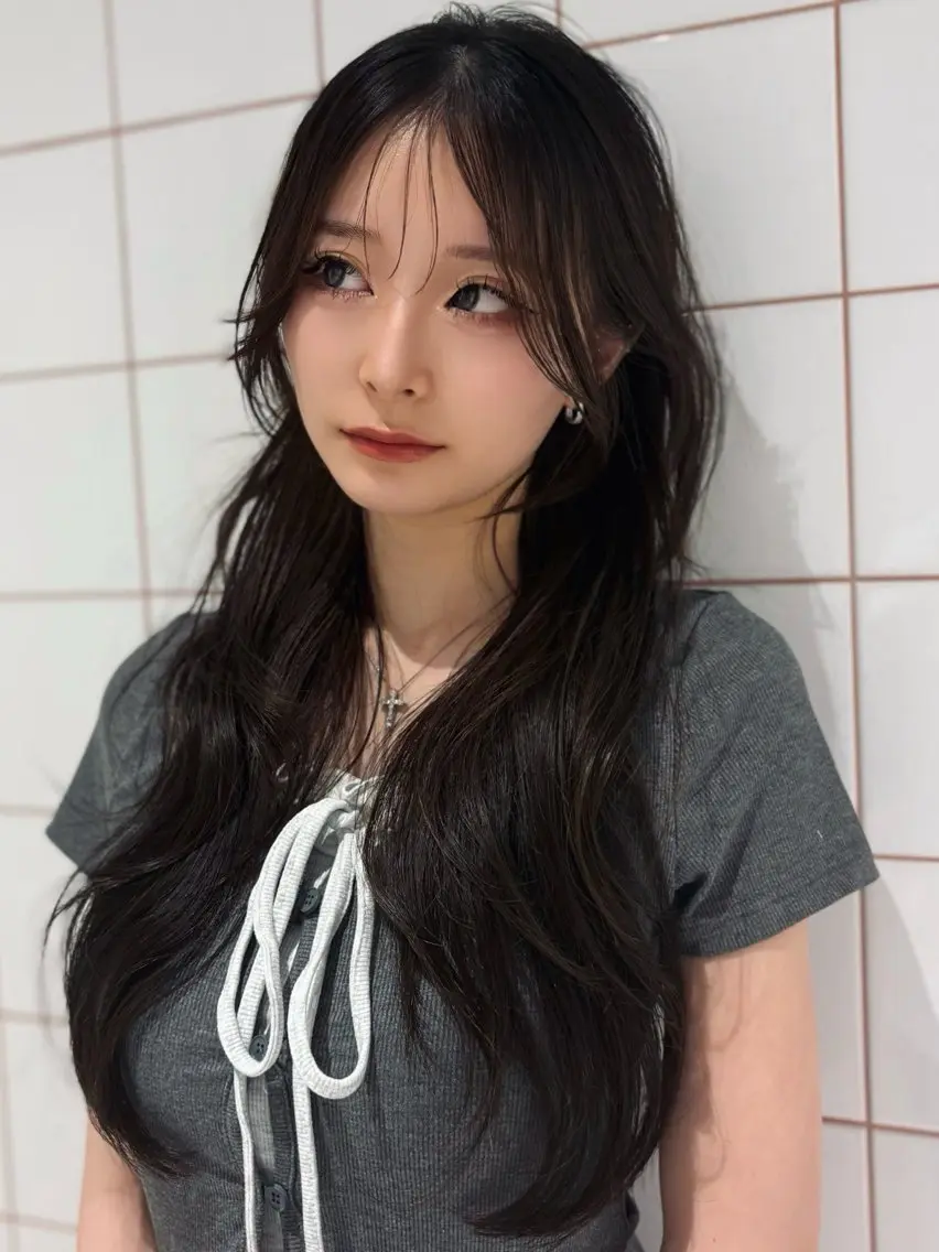 ロング カラー 透明感カラー トリートメント 色気レイヤースタイル 洒落色気ヘアマサトのヘアスタイル