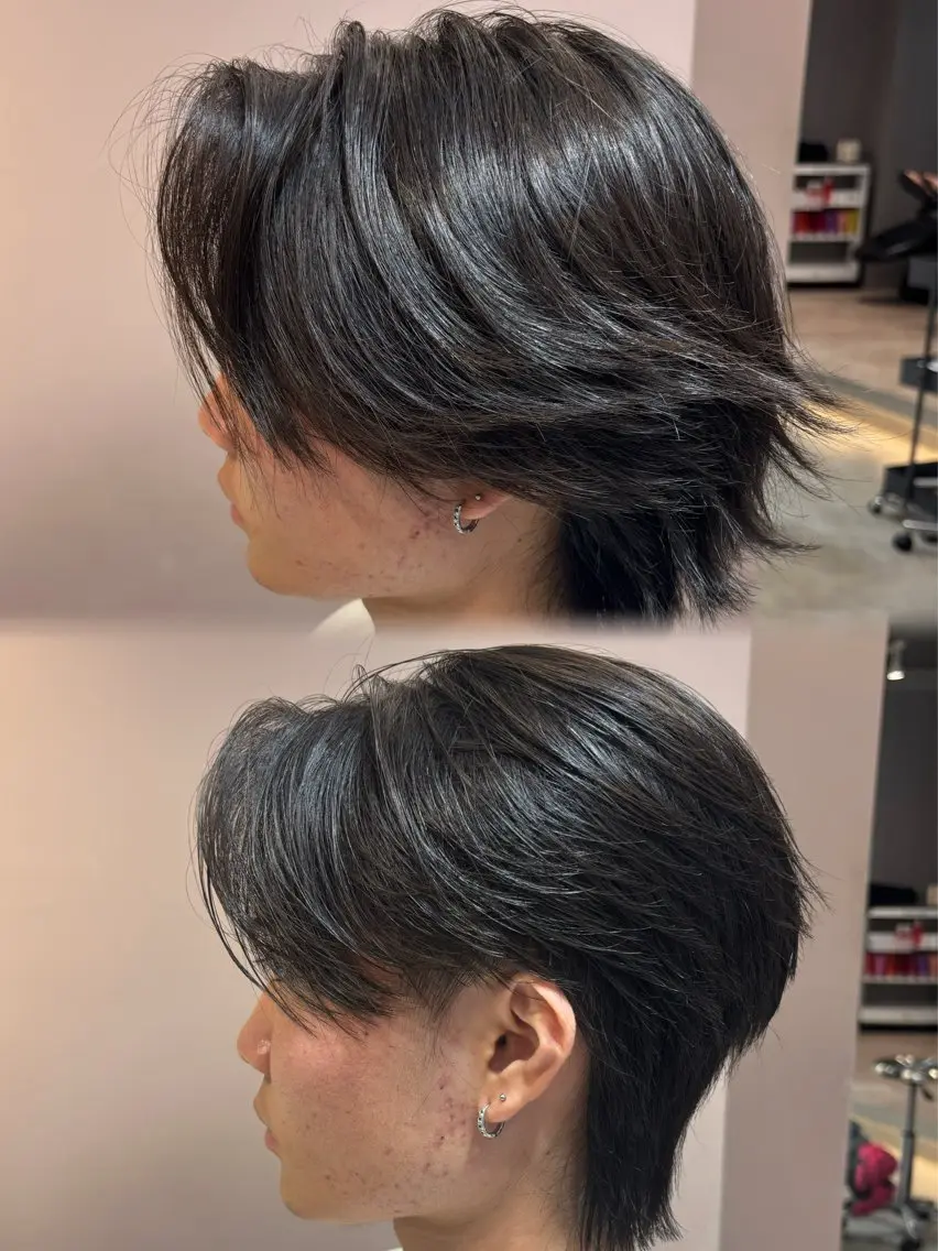 ショート カラー パーマ ヘアアレンジ メンズ センターパート メンズ韓国風 マッシュ メンズパーマ メンズショート カット パーマ 大宮/曲がる縮毛矯正 /毛流れ特化/NAOのヘアスタイル