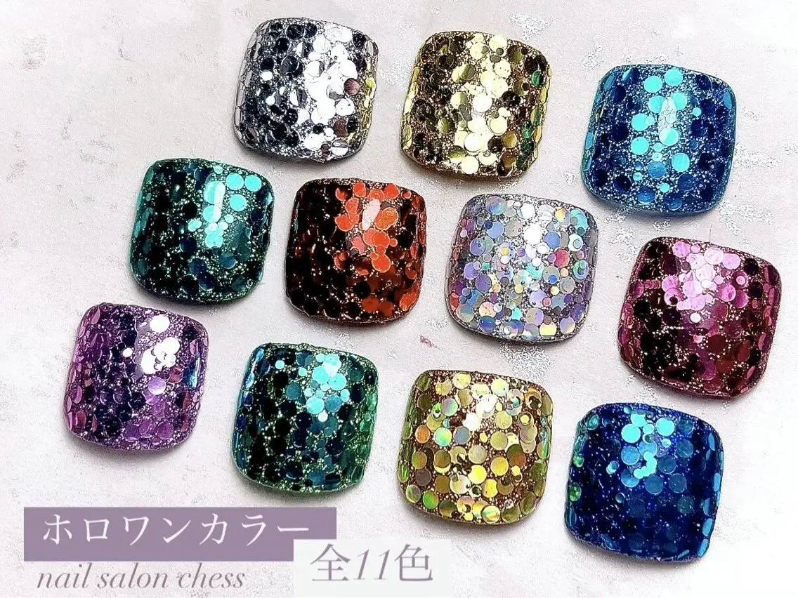 ネイル フットネイル ホログラムネイル ワンカラーネイル nail salon chess しんもりのネイルデザイン