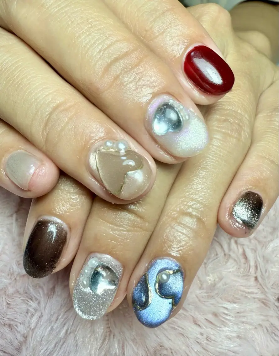 ネイル アートネイル チークネイル フラッシュネイル フラッシュマグ フレンチネイル Mai’s nailのネイルデザイン