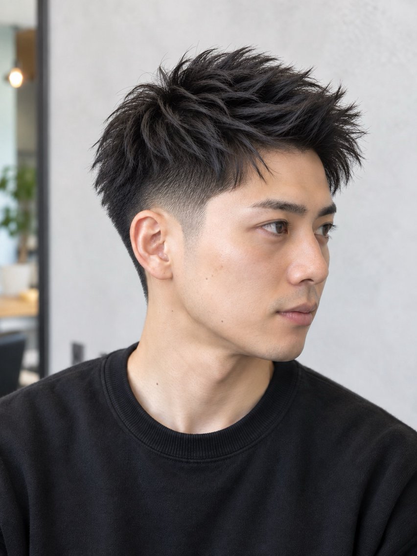 ショート パーマ メンズ ビジネス センターパート フェードカット フェザーパーマ メンズ韓国風 カット パーマ トリートメント メンズパーマ特化 TAKE新宿のヘアスタイル