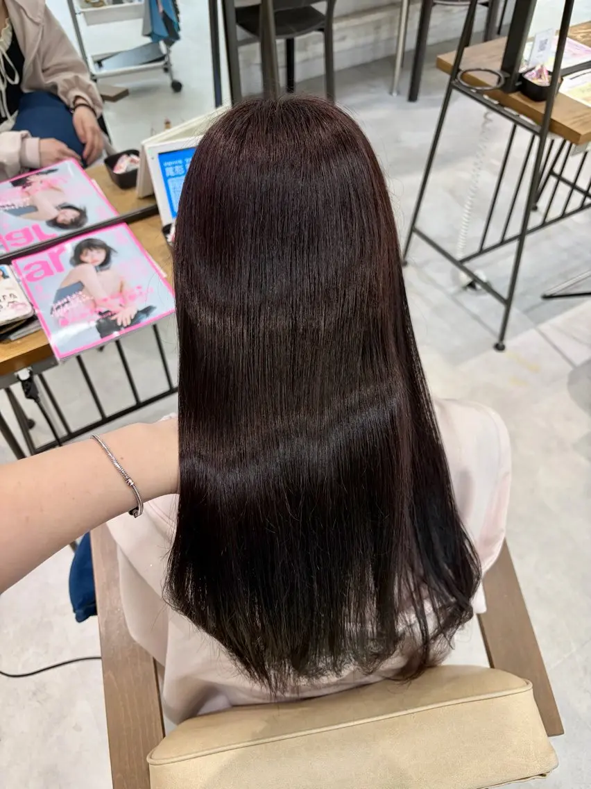 ロング カラー ヘアカラー トリートメント ブリーチなしwカラー /艶カラー/oukaのヘアスタイル
