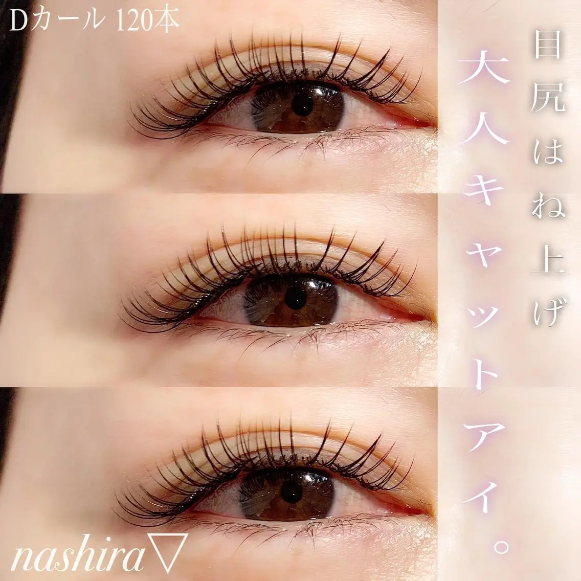 マツエク・マツパ Dカール 目尻長め ナチュラル nashira恵比寿 まつ毛&眉毛サロンのマツエク・マツパデザイン