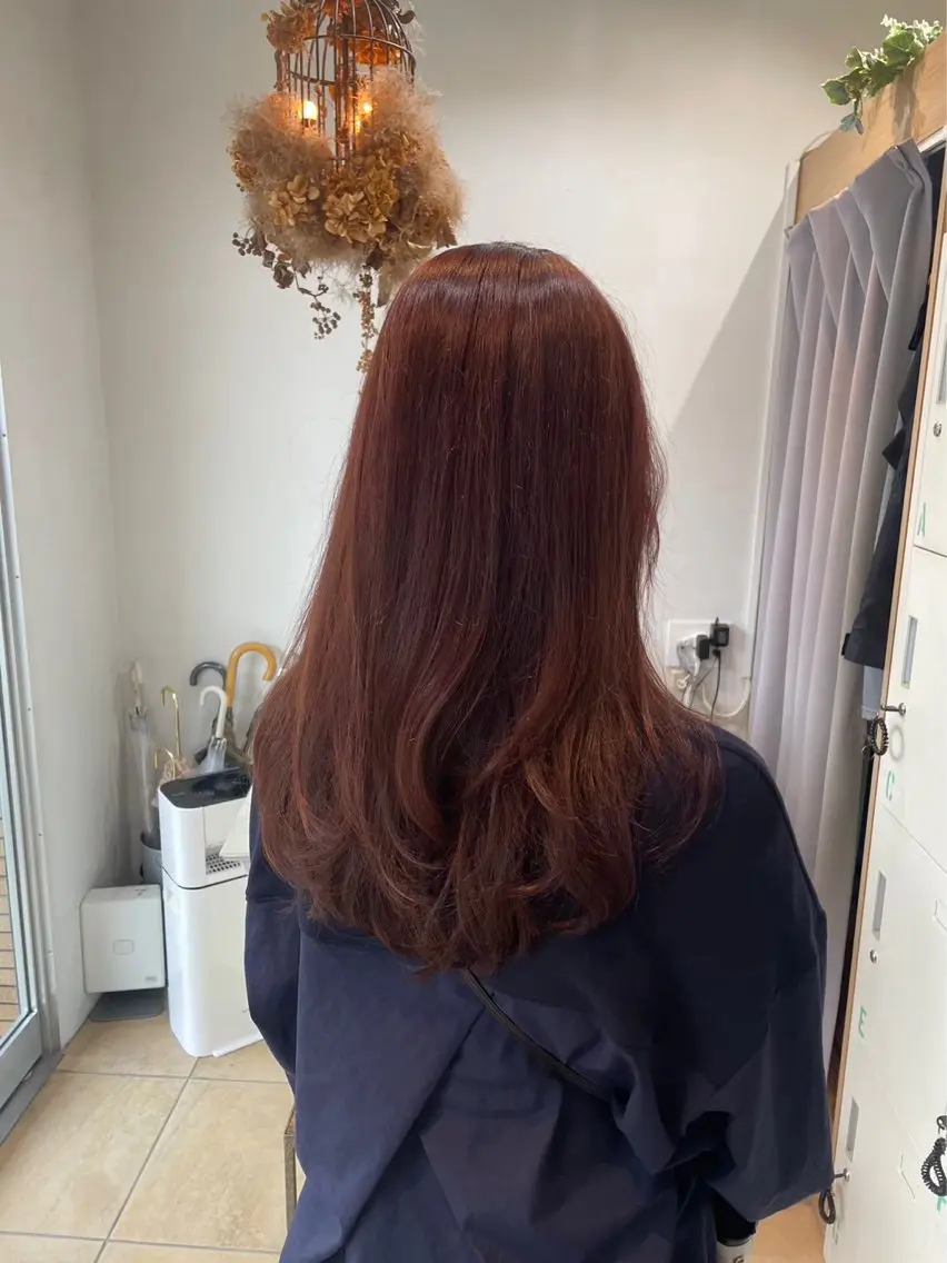 ロング カラー ブラウンカラー ピンクカラー ピンクブラウン KA NAのヘアスタイル