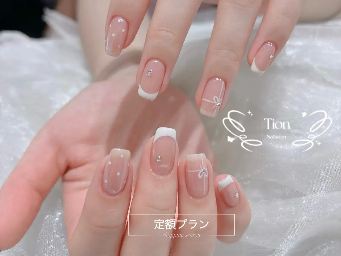 ネイル チークネイル 長さ出し フットネイル フレンチネイル ジェルネイル Nailsalon Tion 川崎店のネイルデザイン
