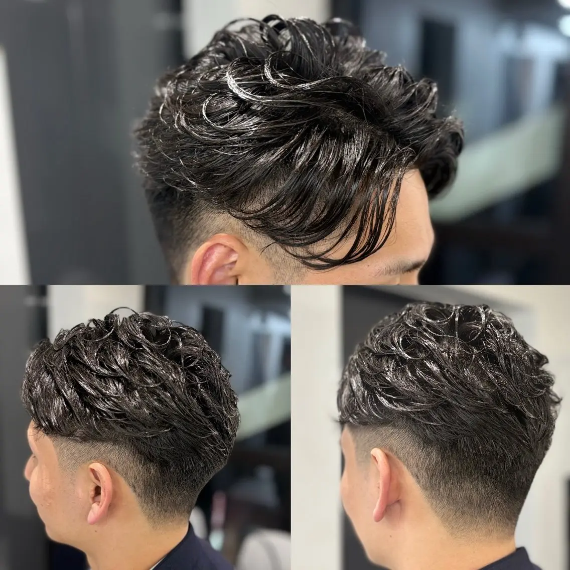 ショート パーマ メンズ カット パーマ メンズカットフェード パーマ/前山竜貴のヘアスタイル