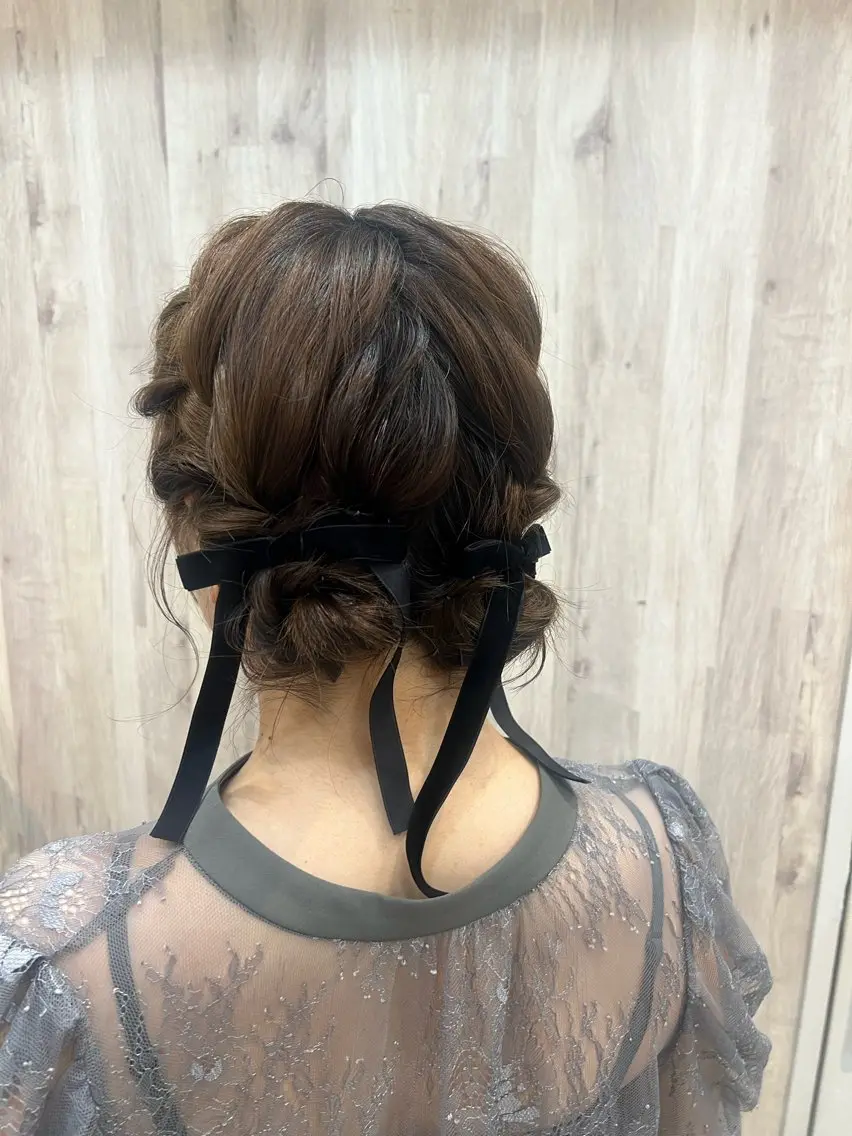 ヘアアレンジ お団子ヘア ヘアセット ヘアメイクネイリスト hidemi中目黒のヘアスタイル