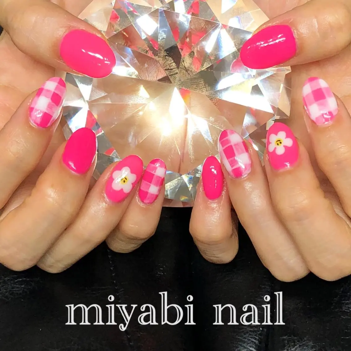 ネイル アートネイル フラワーネイル ジェルネイル 持ち込み ピンク ハンドネイル miyabi nail 桂川駅近くのネイルデザイン