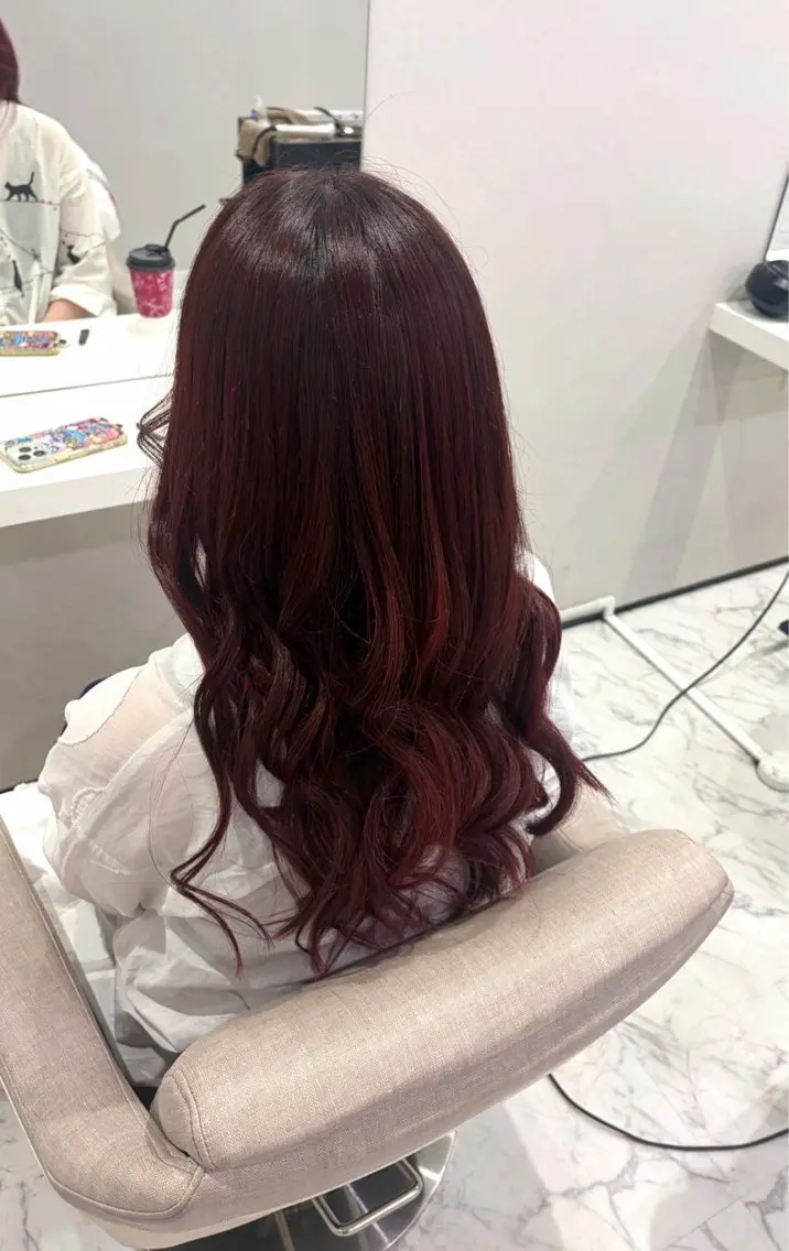 ロング カラー レッドカラー ‎🤍石川 花奈‎🤍のヘアスタイル