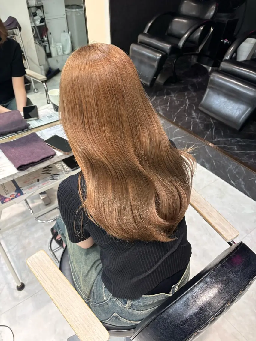 ロング カラー ブラウンカラー ヘアカラー トリートメント ヘアセット 色落ち綺麗🩰ハイ トーン🎀RINKAのヘアスタイル