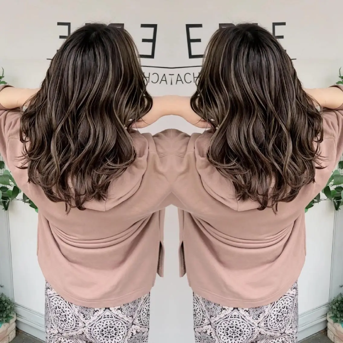 セミロング カラー アッシュ アッシュグレー バレイヤージュ ベージュカラー ブリーチ カット ヘアカラー トリートメント バレイヤージュ/ ハイライト/大内格のヘアスタイル