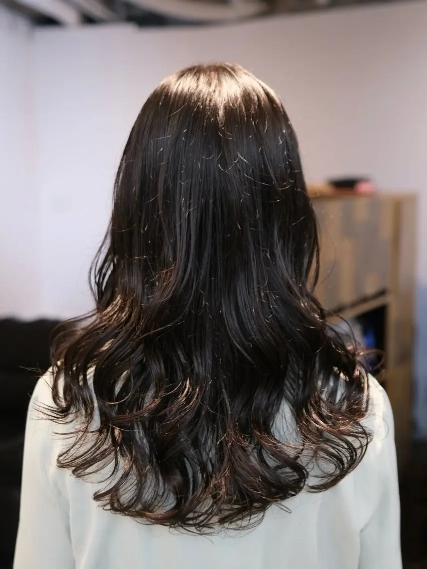 ロング パーマ ストレートパーマ カット パーマ 韓国コテ巻き風パーマ /マオのヘアスタイル