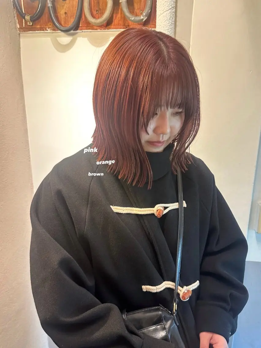 ミディアム カラー カット ヘアカラー トリートメント 暖色カラー/レイヤー 🌙 オノユリカのヘアスタイル