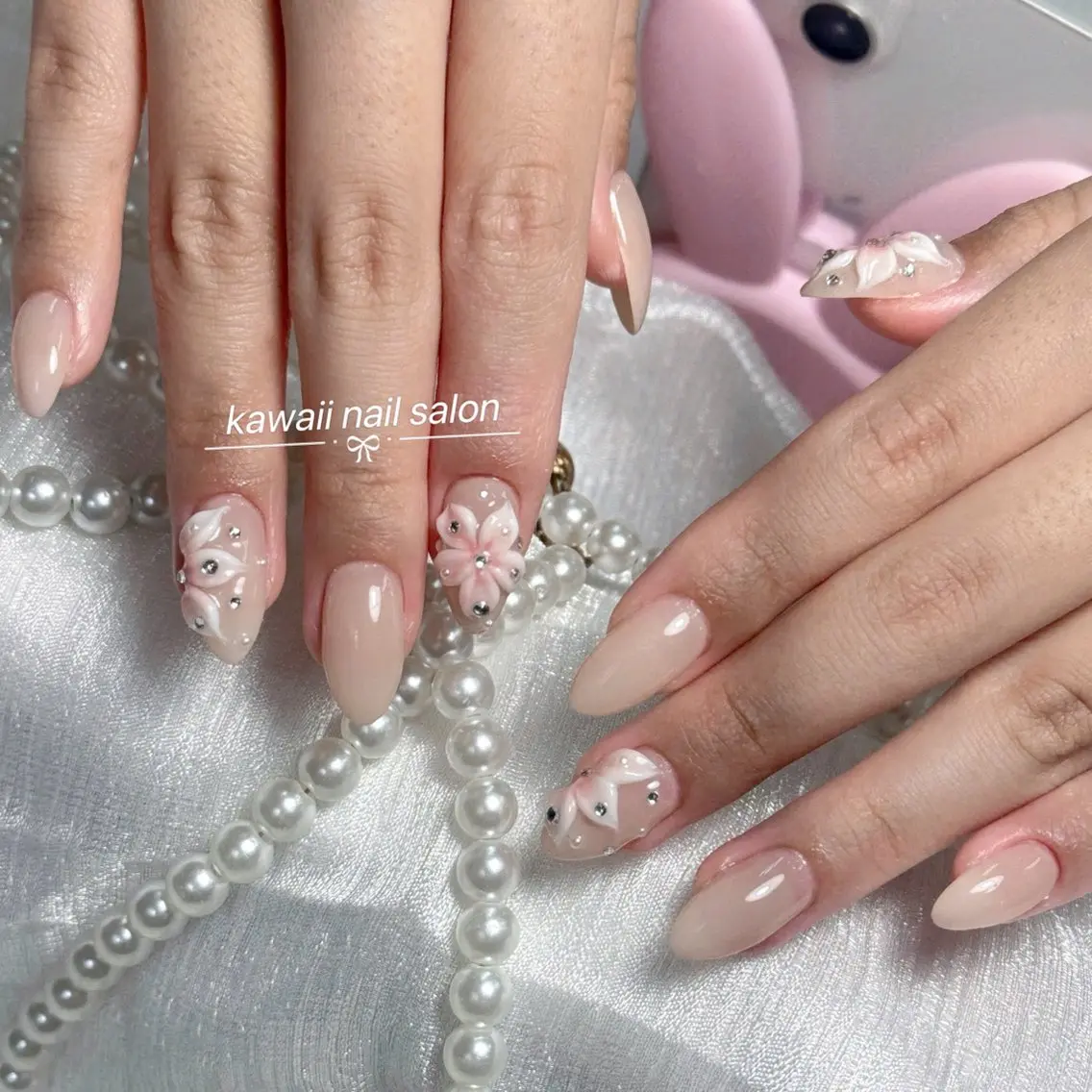 ネイル ドット フレンチネイル 韓国ネイル マグネットネイル オフィスネイル Kawaii Nail Salonのネイルデザイン
