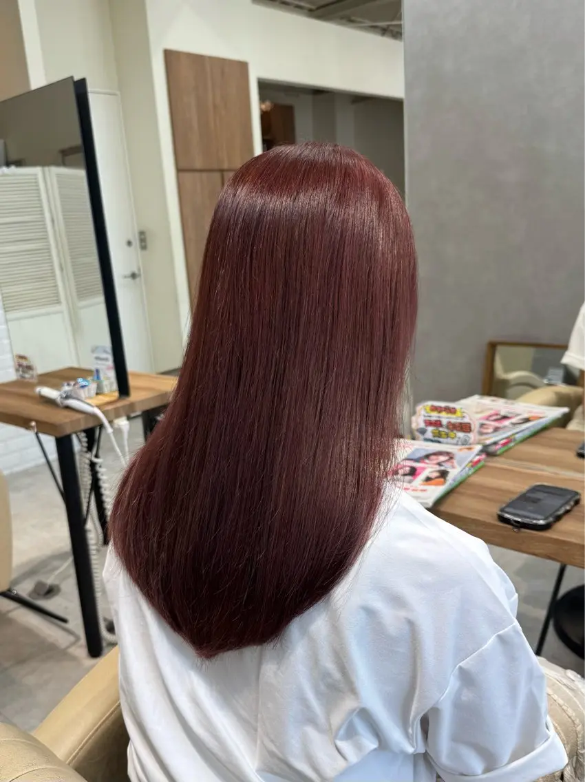 ロング カラー ピンクカラー カット ヘアカラー トリートメント 🫧山中 沙希🫧のヘアスタイル