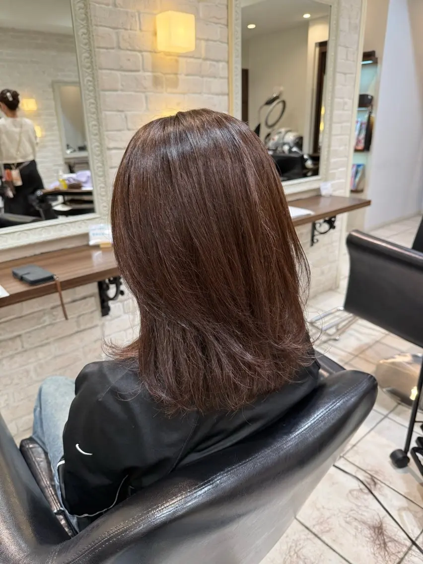 セミロング ボブ 韓国風ヘア レイヤーカット 🩵RIKO🩵 透明感カラー🫧のヘアスタイル