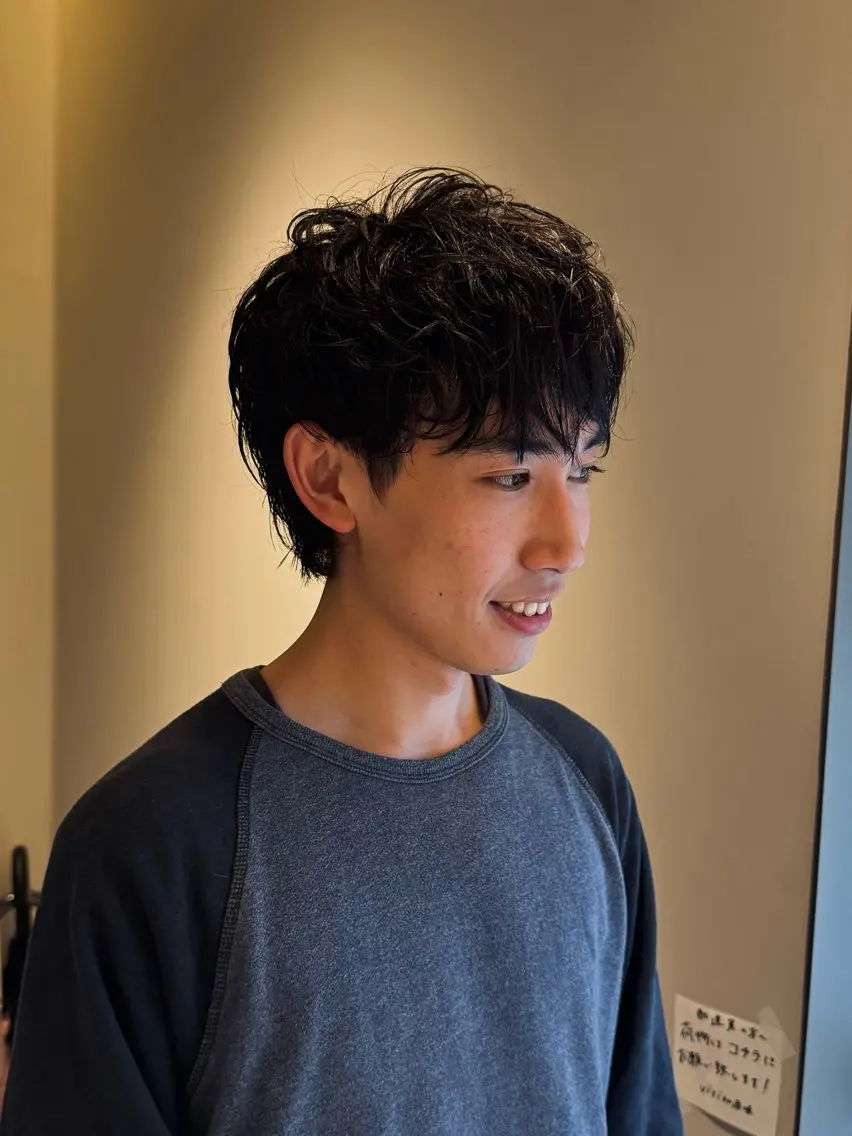 ショート パーマ メンズ マッシュ カット パーマ ラフショート メンズパーマ 丸山のヘアスタイル