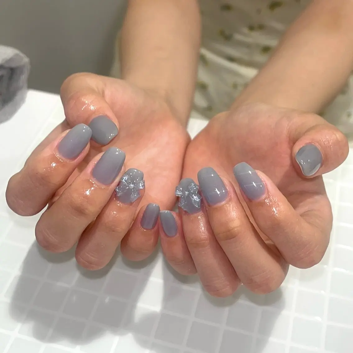 ネイル フレンチネイル キラキラネイル ロングネイル ワンカラーネイル リボン ハンドネイル 横浜Nailist 𝜗𝜚春菜のネイルデザイン