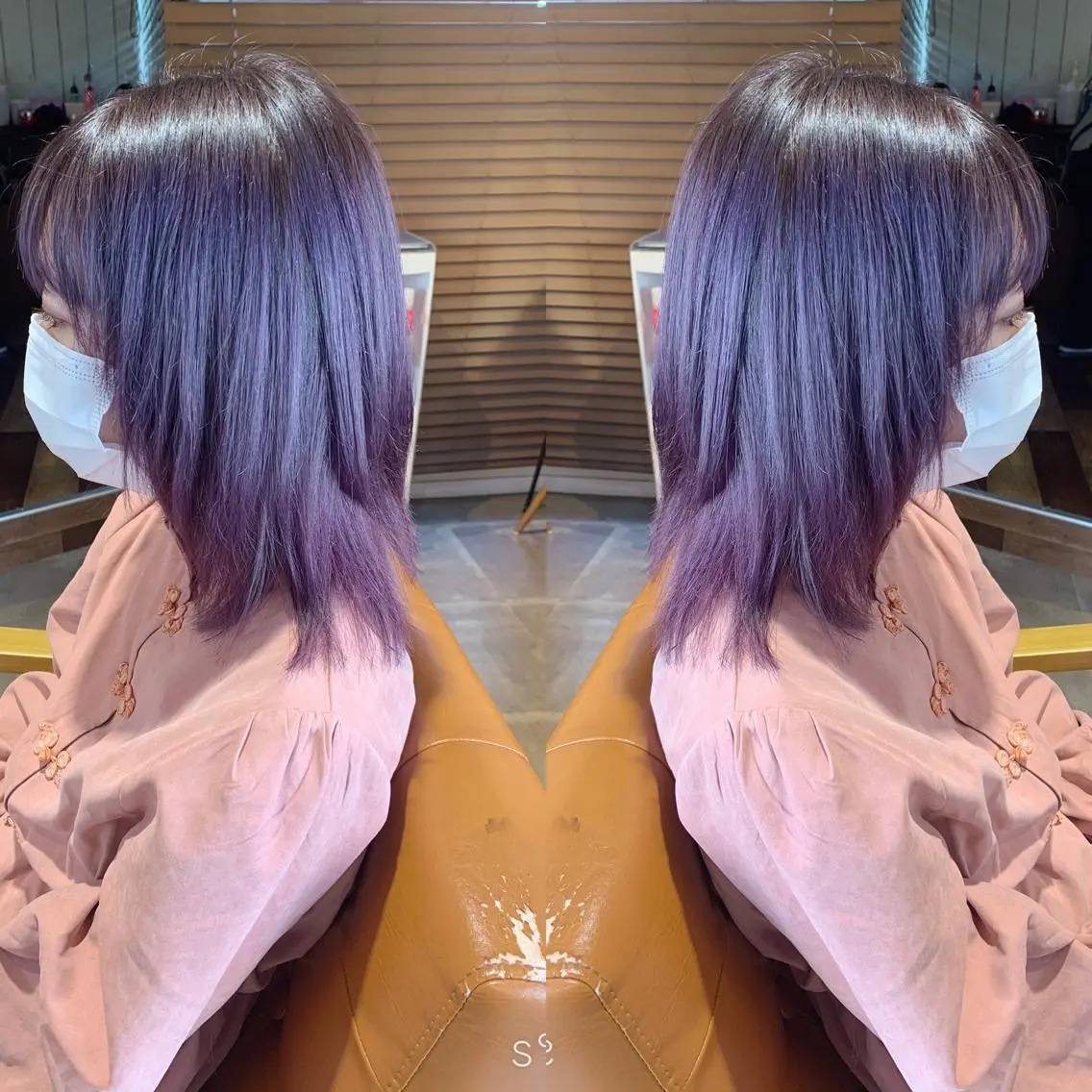 ミディアム カラー ピンクカラー ピンクパープル パープルカラー 韓国🇰🇷 ✂︎hair 内田愛のヘアスタイル