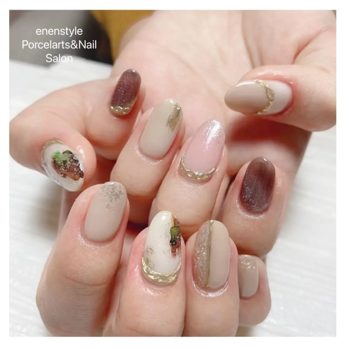 ミディアム ネイル ハンドネイル 🐾enen style 🐾のネイルデザイン
